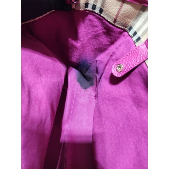 Authentic Burberry Haymarket Check Canterbury Tote Bag Beige/Pink - Picture 7 of 16